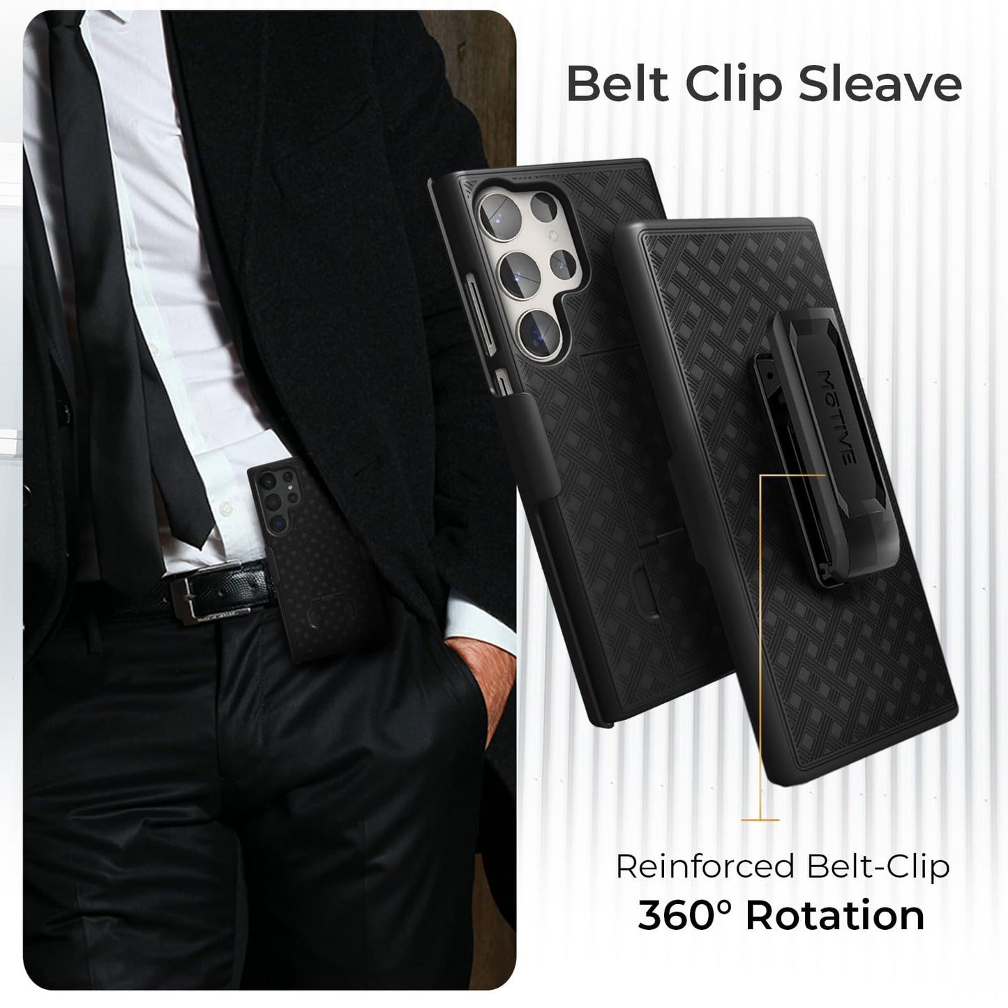 MOTIVE for Samsung Galaxy s23 Ultra Case with Belt Clip, Kickstand | 6.8"