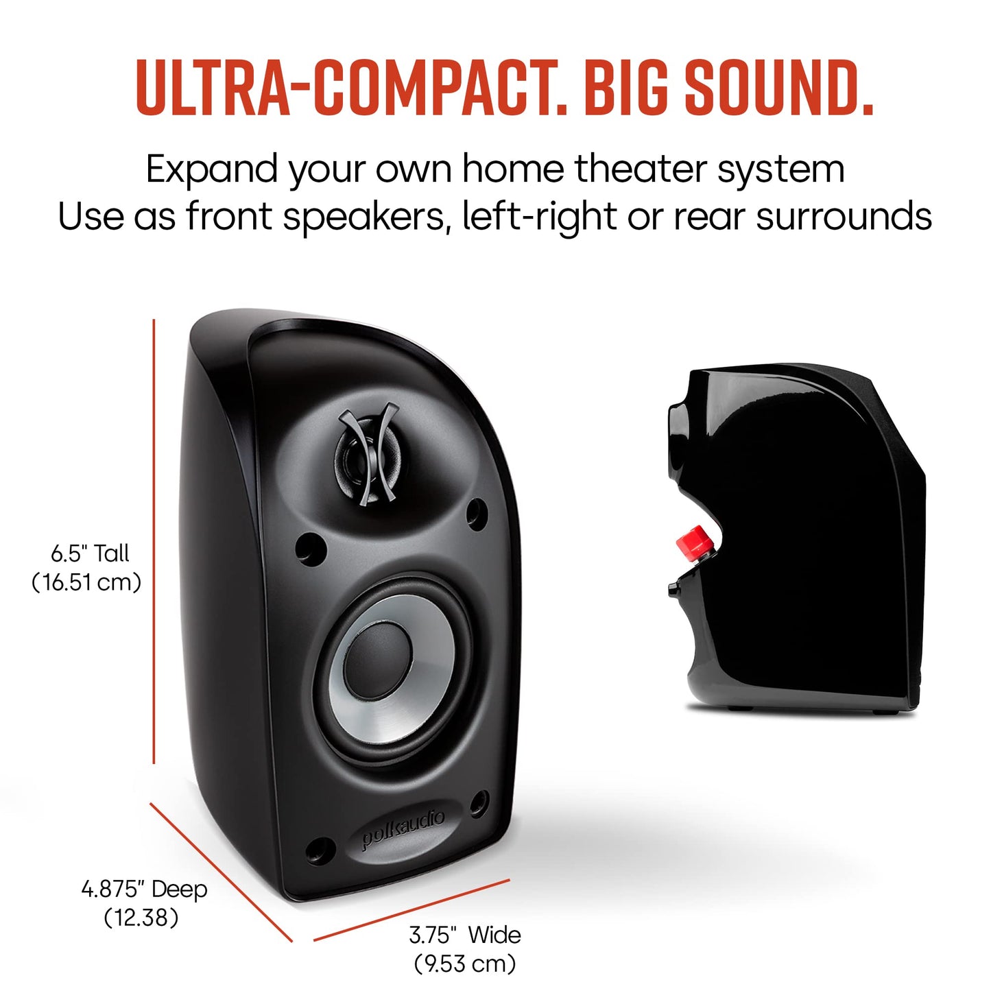 Polk Audio Blackstone TL1 Satellite Speaker (Single, Black) | PowerPort Technology, Hi-Gloss Finish | Compact Sound | Pair with TL Series for Complete