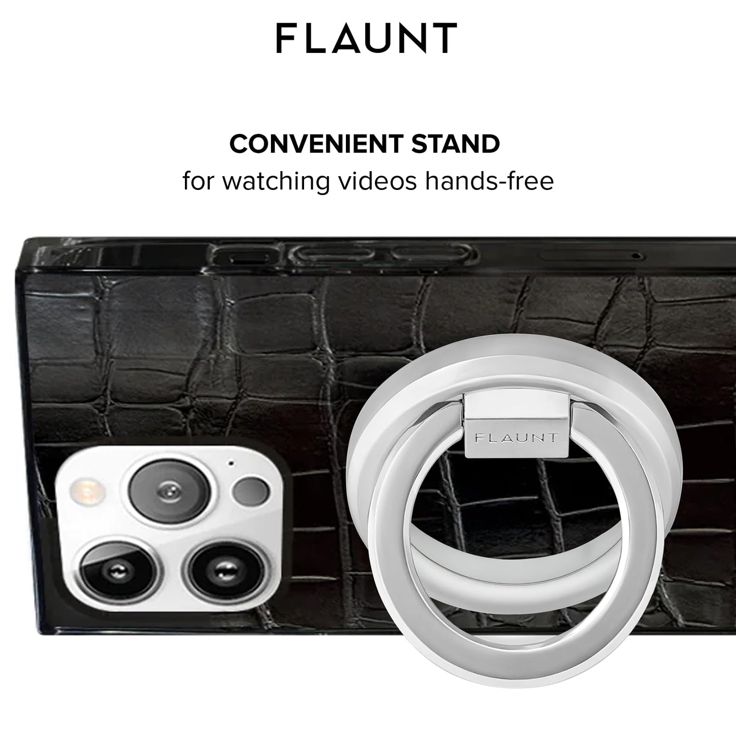 Flaunt MagSafe Phone Ring Holder and Stand - Magnetic Phone Grip - Silver