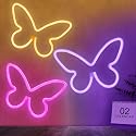 BRIGHTDECK 3 Pcs Butterfly Neon Signs, Neon Light for Bedroom, USB or 3-AA Battery Powered LED Wall Décor for Valentines Day Birthday Gift, Wedding