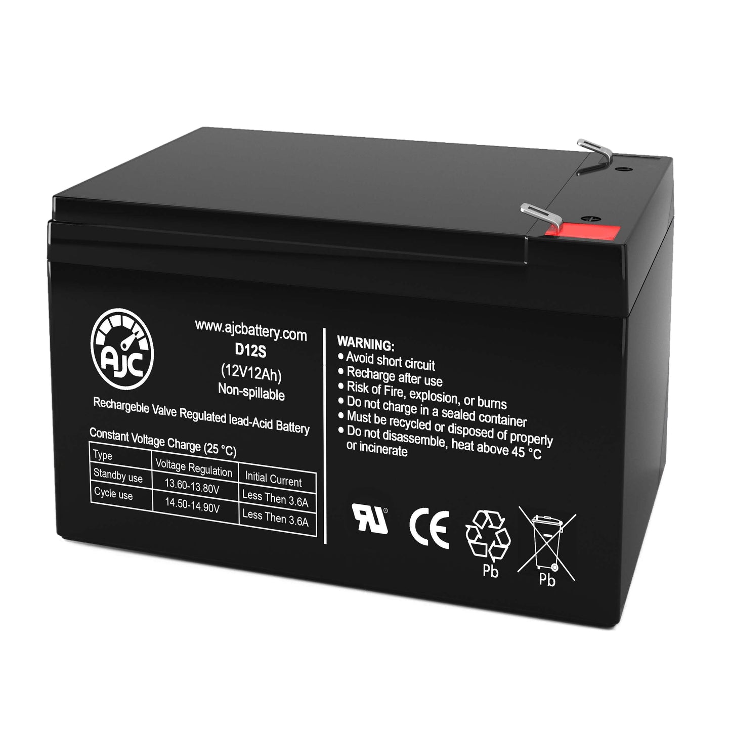 AJC Battery Compatible with Leoch DJW12-12 12V 12Ah Sealed Lead Acid Battery