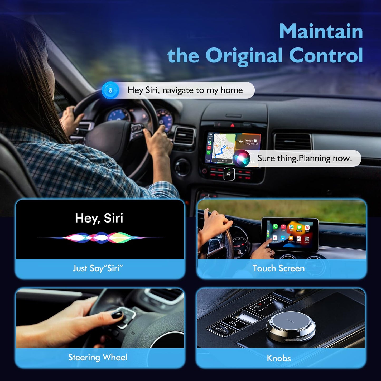 Astrulume Mini L-Type & Ultra-Thin Wireless CarPlay Adapter, 2026 Upgraded Bluetooth Adapter, Plug and Play for iPhone, No Delay, Compatible with iOS
