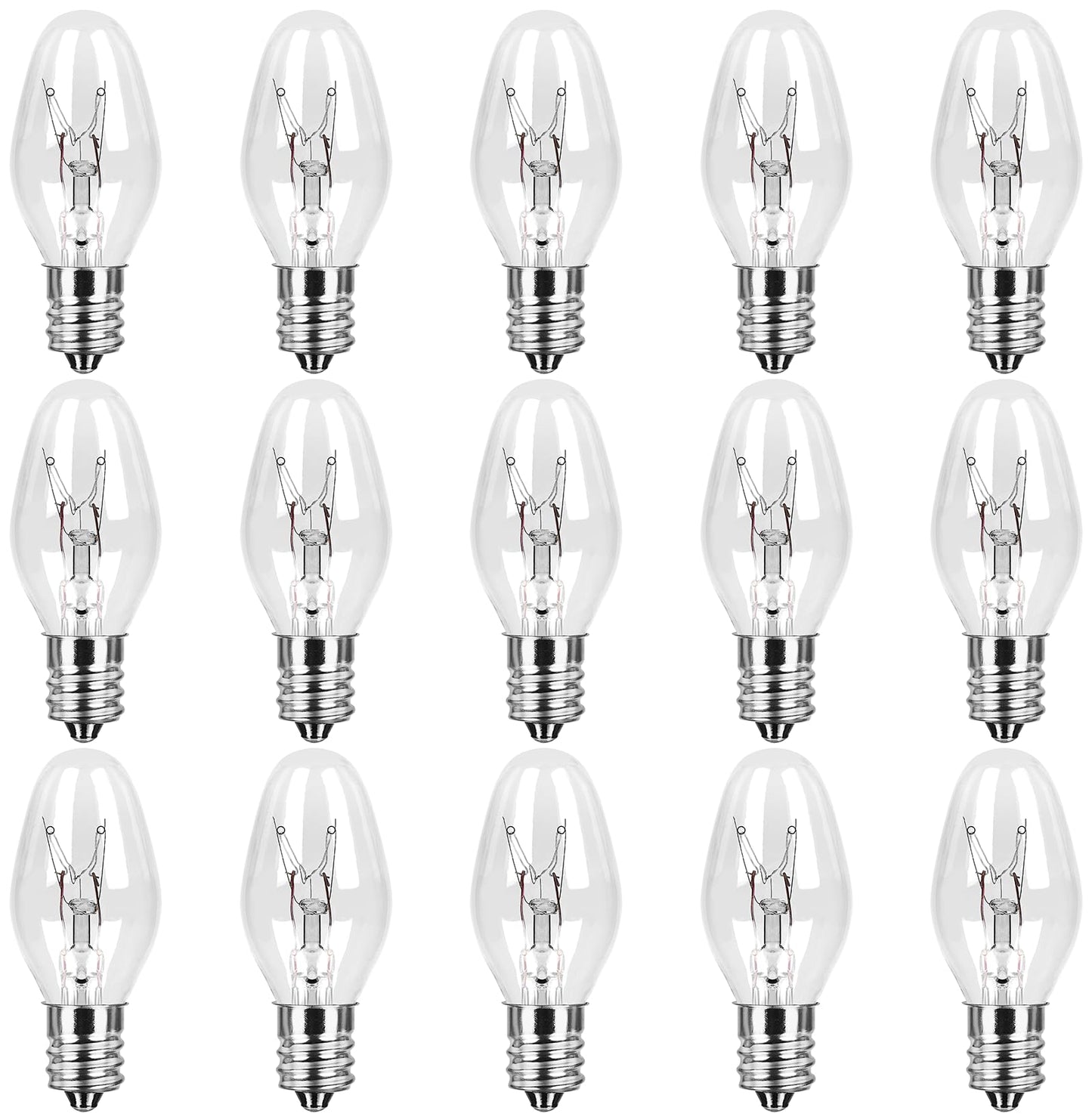 COLWATT 15-Pack Night Light Bulbs 4 Watt, 120V E12 C7 Small Light Bulb for Plug-in Himalayan Salt Lamp, 2200K Warm White, 30 Lumen, Dimmable