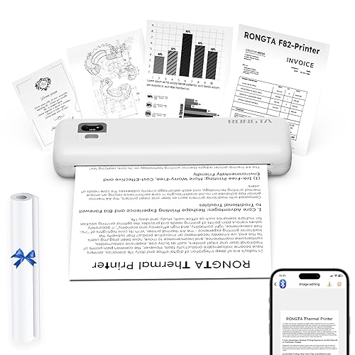 Rongta Portable Printers Wireless for Travel,Thermal Inkless Printer for School/Office/Home Use, Support 8.5x11 US Letter&A4 Thermal Paper, Compatible