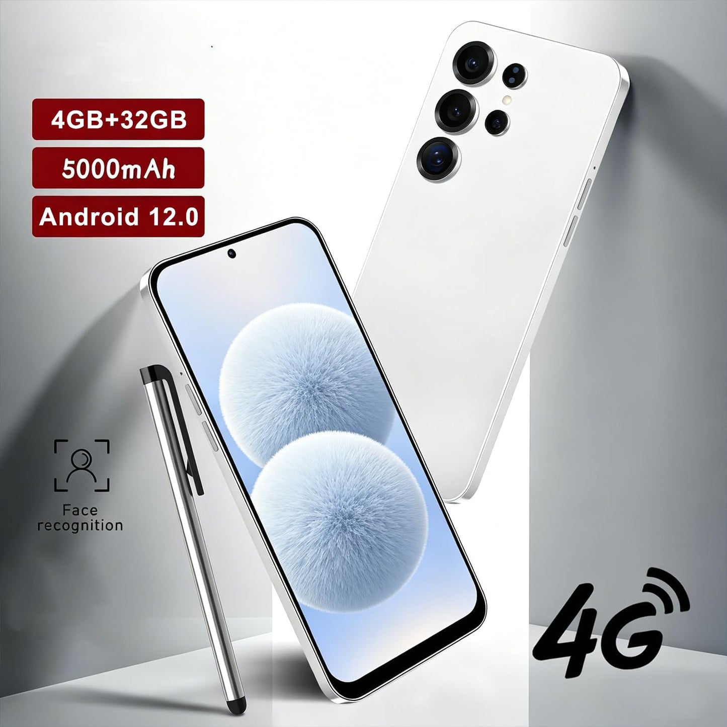 CostMvp S25Ultra 4G Smartphone Unlocked, Android 12.0 Mobile Phones 6.6'' HD+ Display, 4GB RAM 32GB ROM/256GB SD, 4G Dual SIM Dual Camera, Face