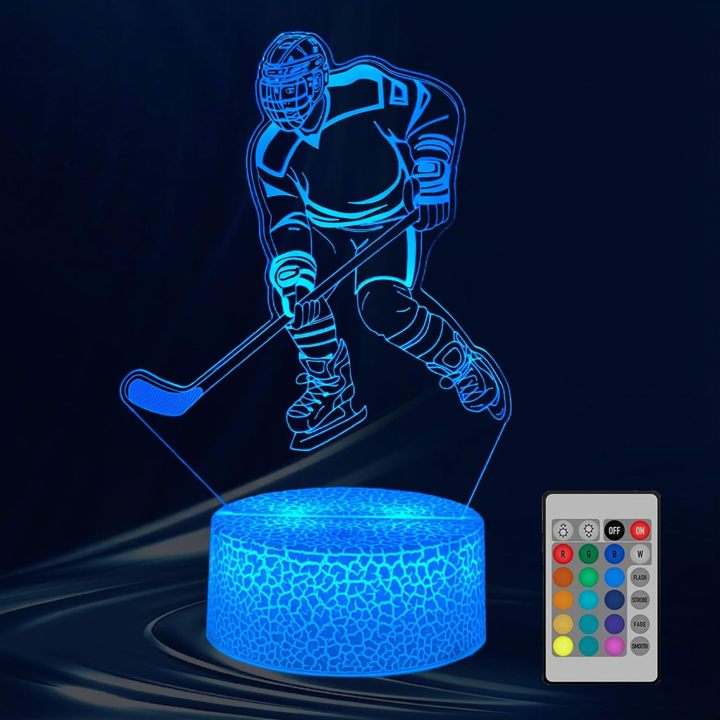 Gucoxny Hockey Night Light,3D Illusion Lamp 16 Color Changing with Remote Control & Smart Touch Christmas Gift for Fans, Birthday Present for Kids