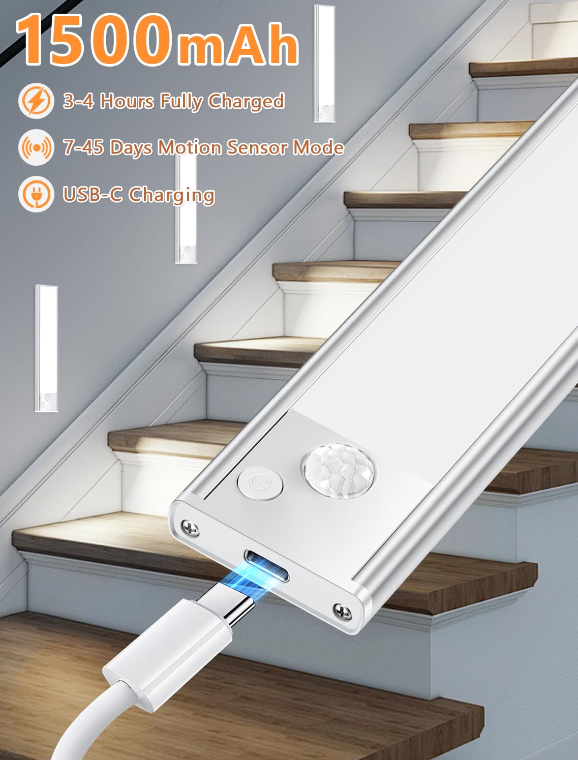 VOZUJI Under Cabinet Rechargeable Lighting: Motion Sensor Dimmable Lights Indoor - Battery Operated Lights - Wireless Activated Closet Light Magnetic