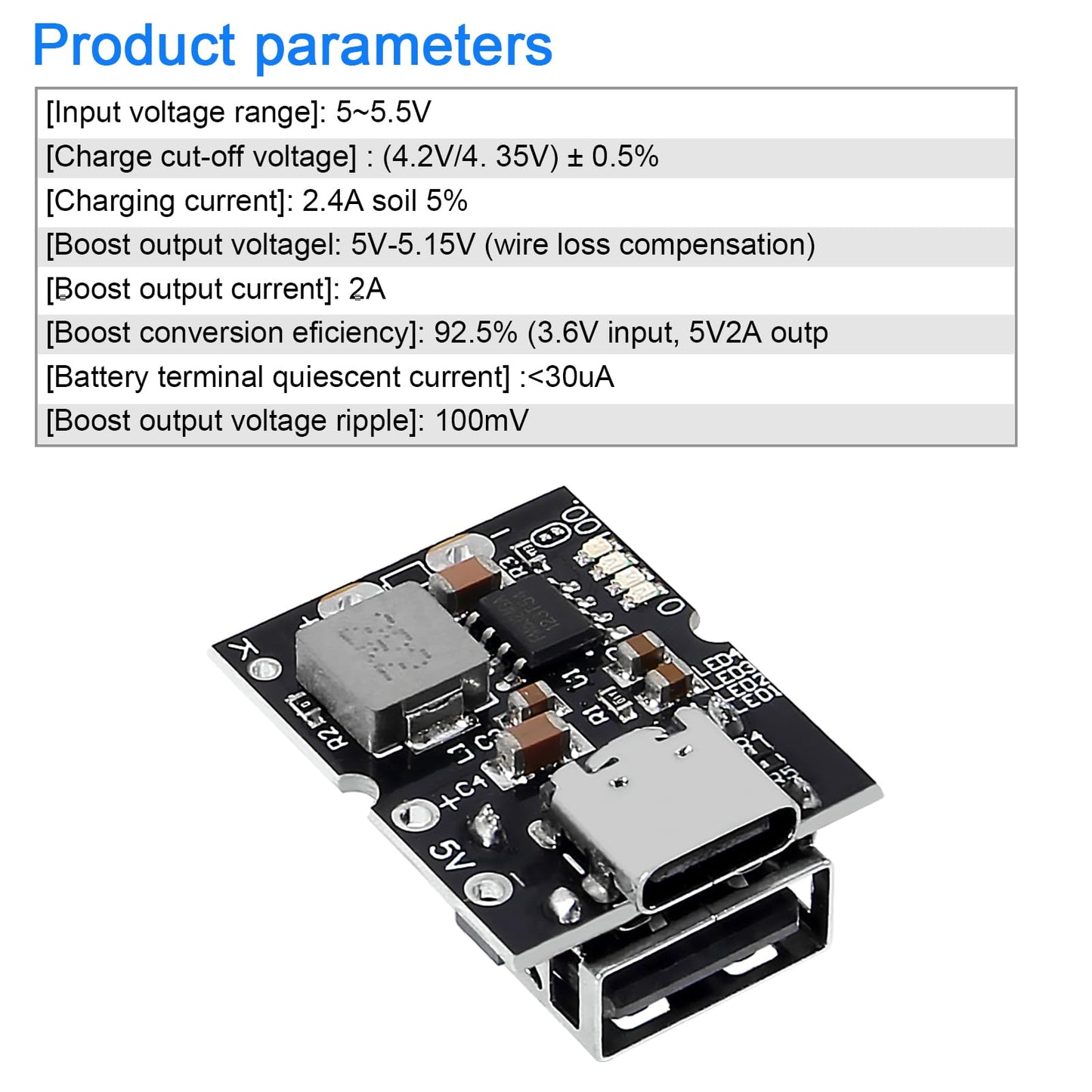 JUZITAO 12PCS USB Type-C 5V 2A Boost Converter Lithium Battery Charging Protection Board Step-Up Power Module LED Display DIY Charger (USB Welded)