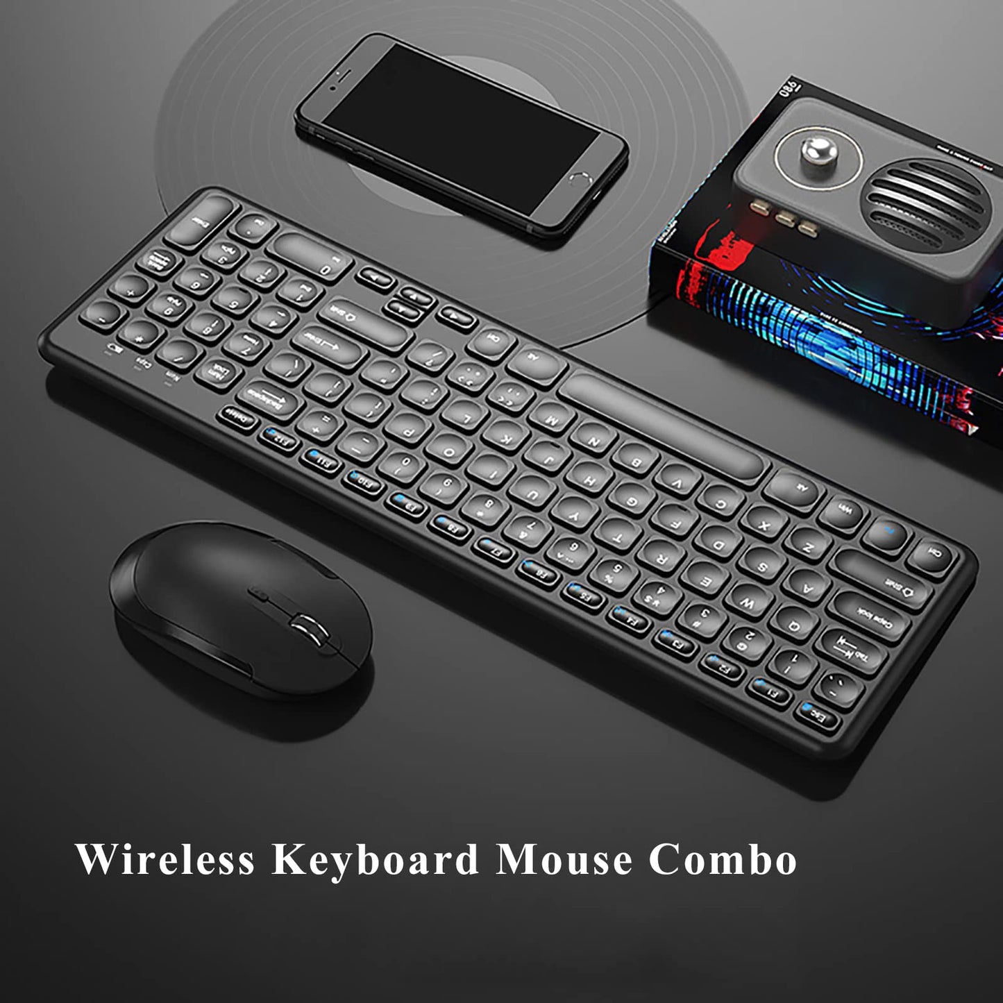 Wireless Keyboard and Mouse Combo,JieruiDeng 2.4Ghz USB Cordless Slim Silent Keyboard and Mouse Kit Home Office Game Use for Computer,Laptop,PC