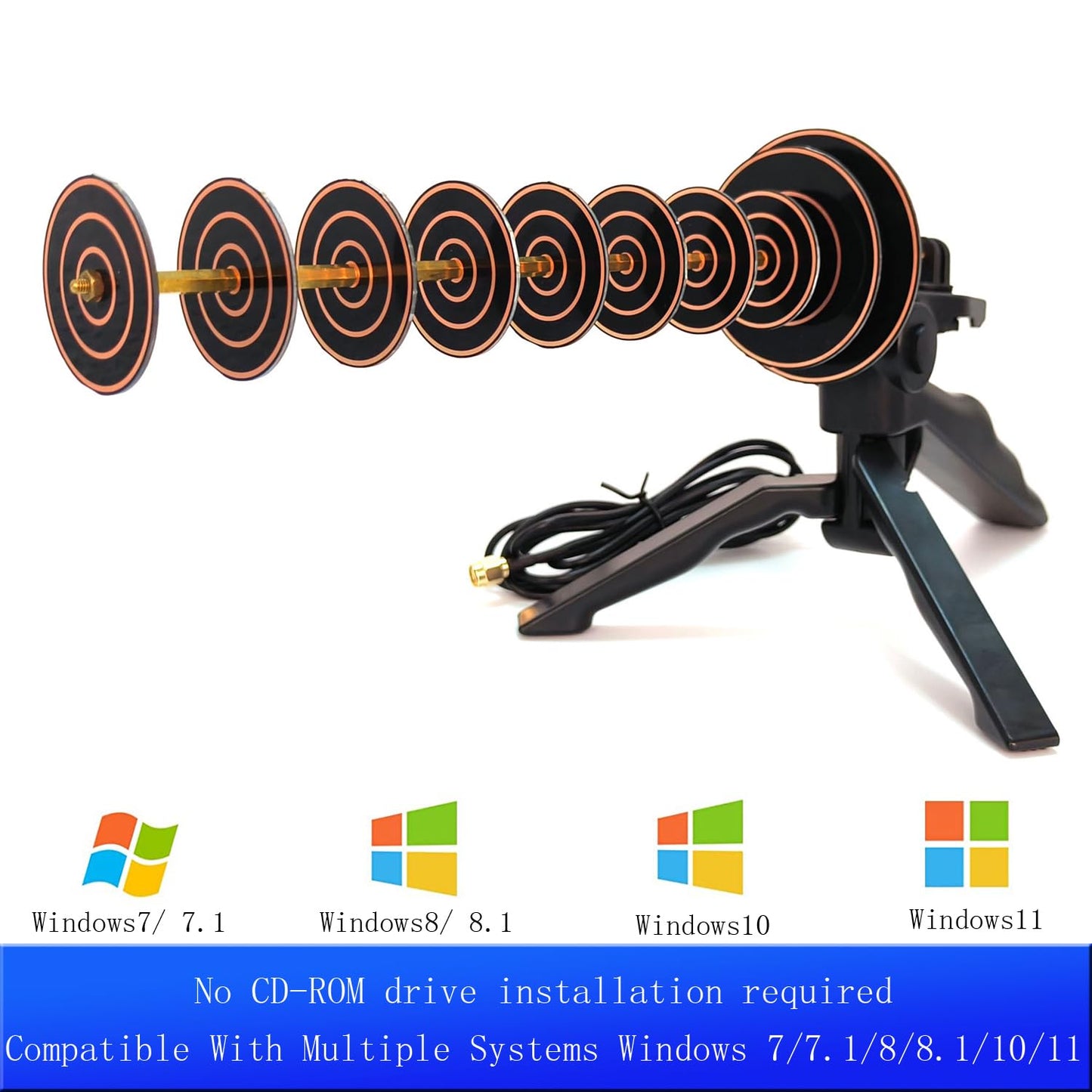 2.4GHz Yagi Directional Antenna Long-Range USB WiFi Adapter Compatible with Windows 11/10//8/7 Systems No CD Driver Required for PC Desktop/Laptop