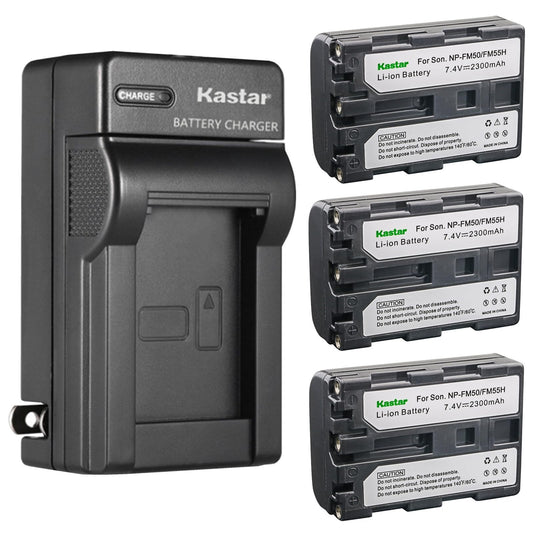 Kastar 3-Pack Battery and AC Wall Charger Replacement for Sony HDR-SR1, HDR-UX1, MVC-CD200, MVC-CD250, MVC-CD300, MVC-CD350, MVC-CD400, MVC-CD500