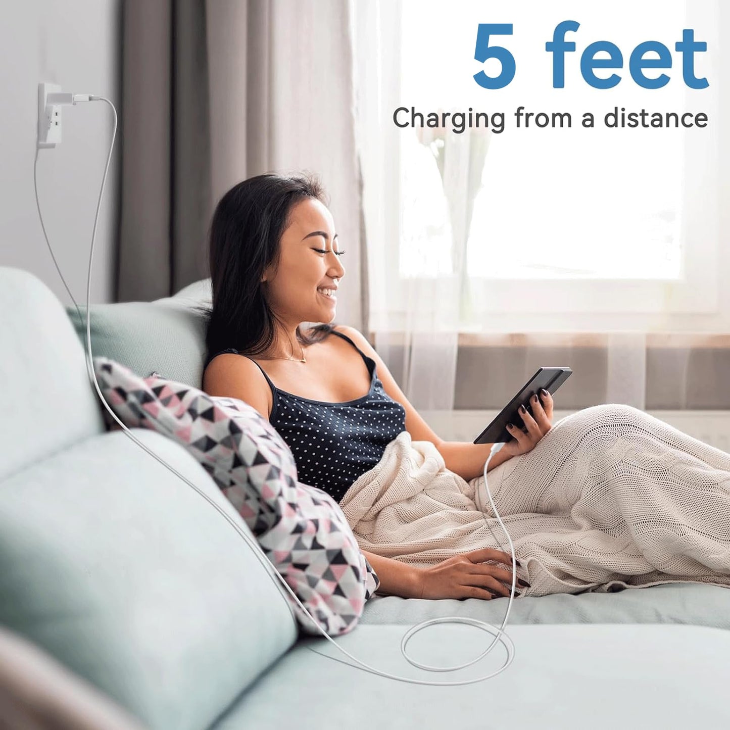 Micro-USB and USB-C 5ft Charging Cable Set - Compatible with All Kindle E-Readers (Old & New Paperwhite, Oasis, Scribe), Fire Tablets, and Samsung