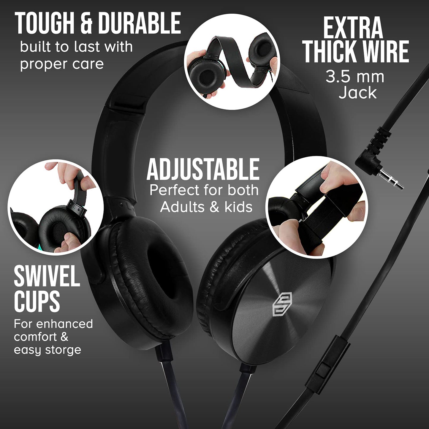 Sonitum Classroom Headphones-Bulk 10-Pack, Student On Ear Comfy Swivel Earphones for Library, School, Airplane, Kids-for Online Learning and Travel…