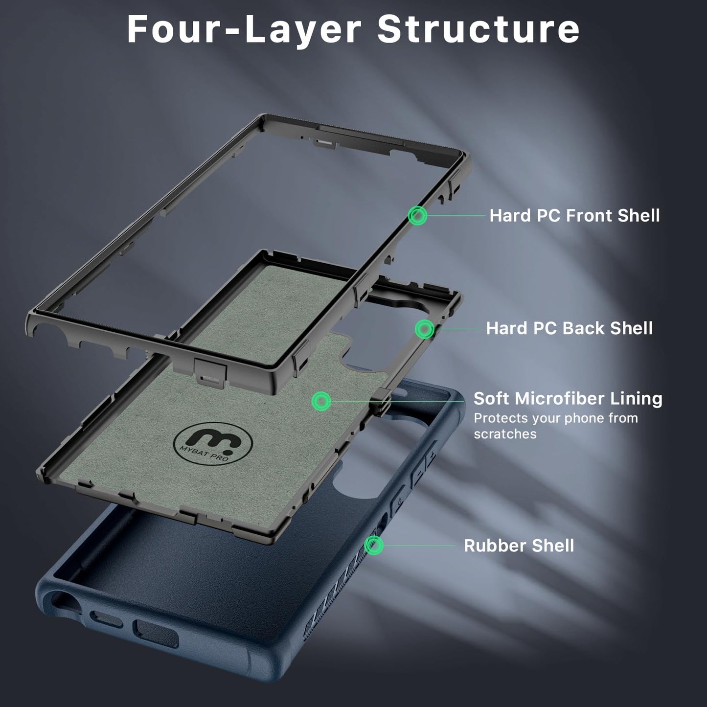 M MYBAT PRO for Samsung Galaxy S24 Ultra Case with 360° Rotating Stand