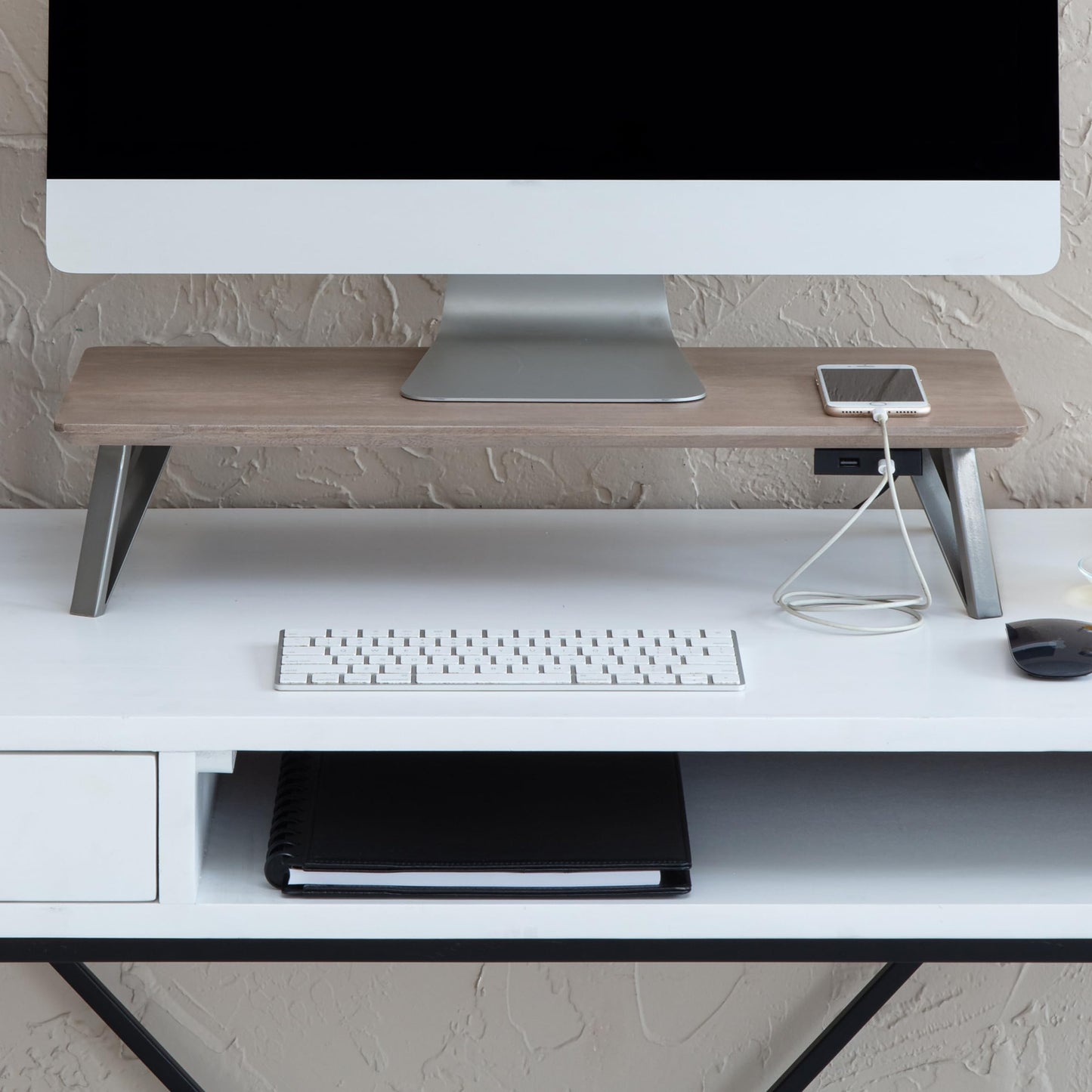 Anji Mountain Monitor Stand - Desktop Organizer & Laptop Riser, Ergonomic Monitor Riser, Space-Saving Monitor Stand for Desk, Durable Construction
