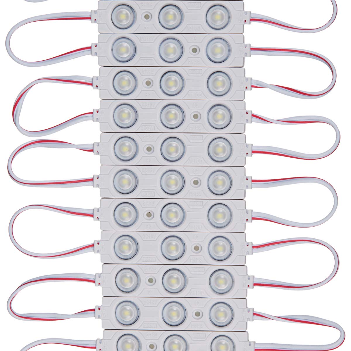 qingchenlight 200 PCS DC12V White 6500K Injection 3 LED Module 1.32W Waterproof Decorative Back Light for Letter Sign Advertising Signs with Tape