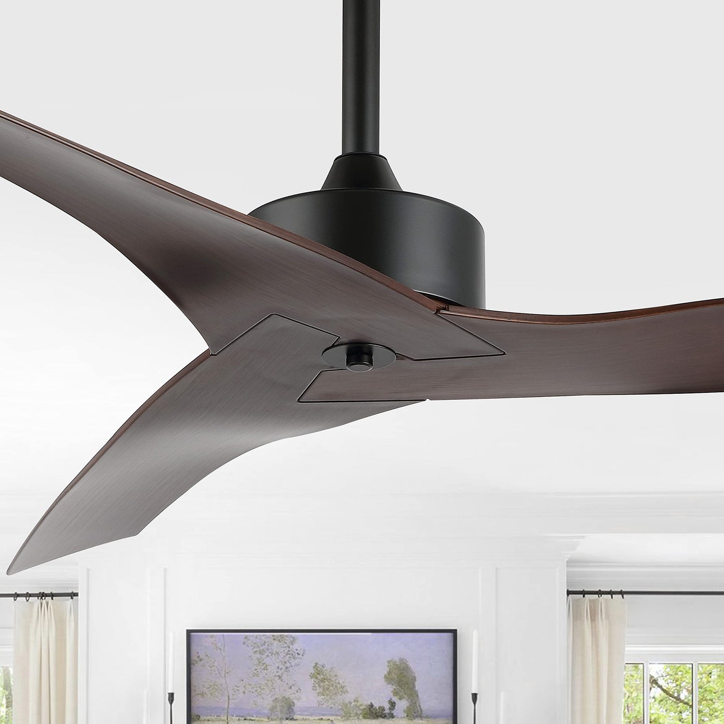JONATHAN Y Aldrin 50" Quiet 6-Speed Fan, Neutral Brown Wood Finish