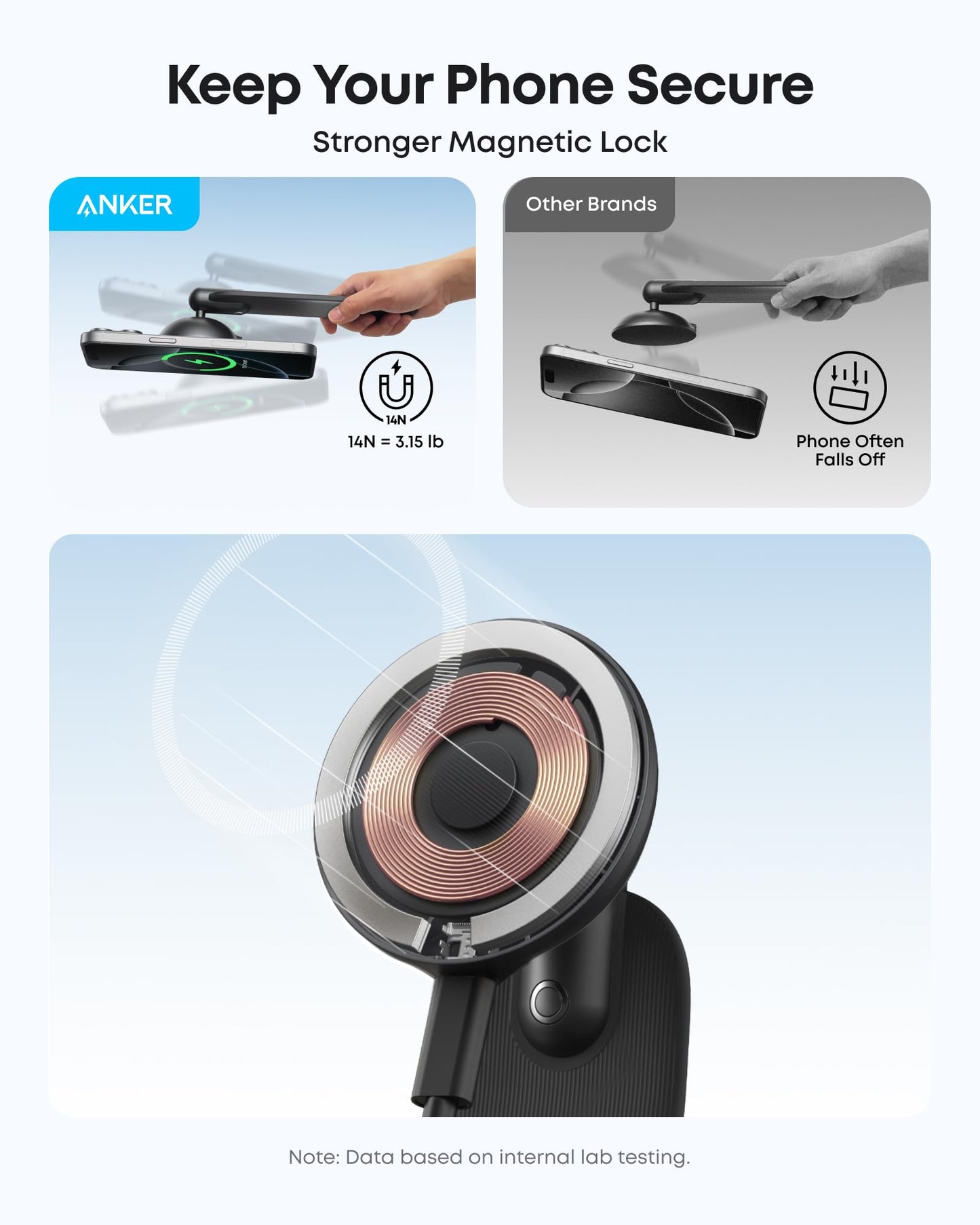 Anker Nano Magnetic Wireless Car Charger, 360° Adjustable Mount Car Charger with Detachable Pad, 15W Qi2 Certified with Alloy Bracket, Fast Charging