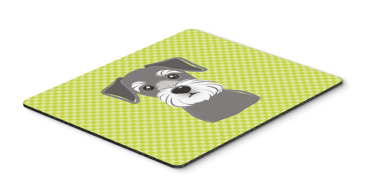 Caroline's Treasures BB1268MP Checkerboard Lime Green Schnauzer Mouse Pad, Hot Pad or Trivet for Home Office Gaming Working Computers Laptop Mouse