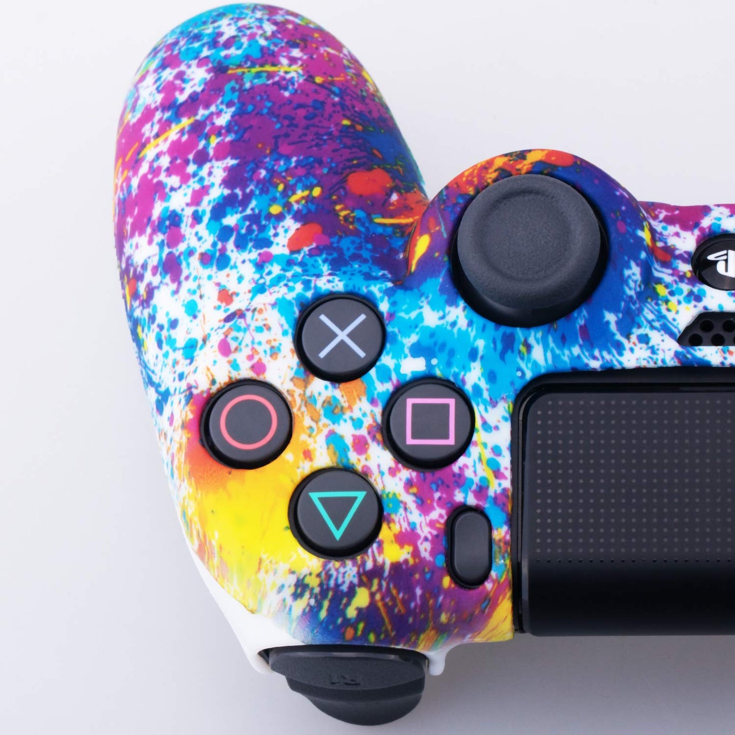 YoRHa Water Transfer Printing Camouflage Silicone Cover Skin Case for Sony PS4/slim/Pro Dualshock 4 Controller x 1(Spashing Paint) with Thumb Grips x