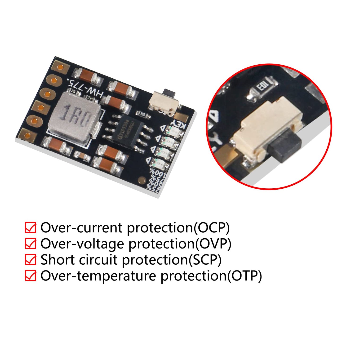 QCCAN 10pcs 2A 5V Charge Discharge Integrated Module 3.7V 4.2V Lithium Battery Boost Mobile Power Protection DIY Electronic PCB Board Module