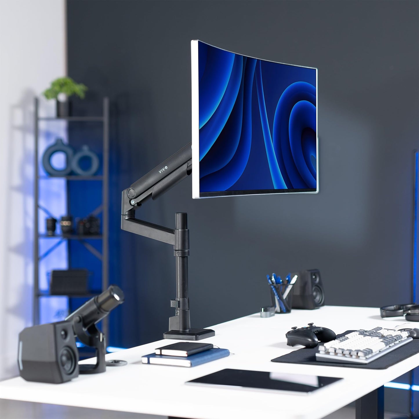 VIVO Aluminum Ultrawide Monitor Tension Stand with Extension Pole for up to 49 inch Screens, Holds 44 lbs, Premium Desk Mount Designed for Samsung