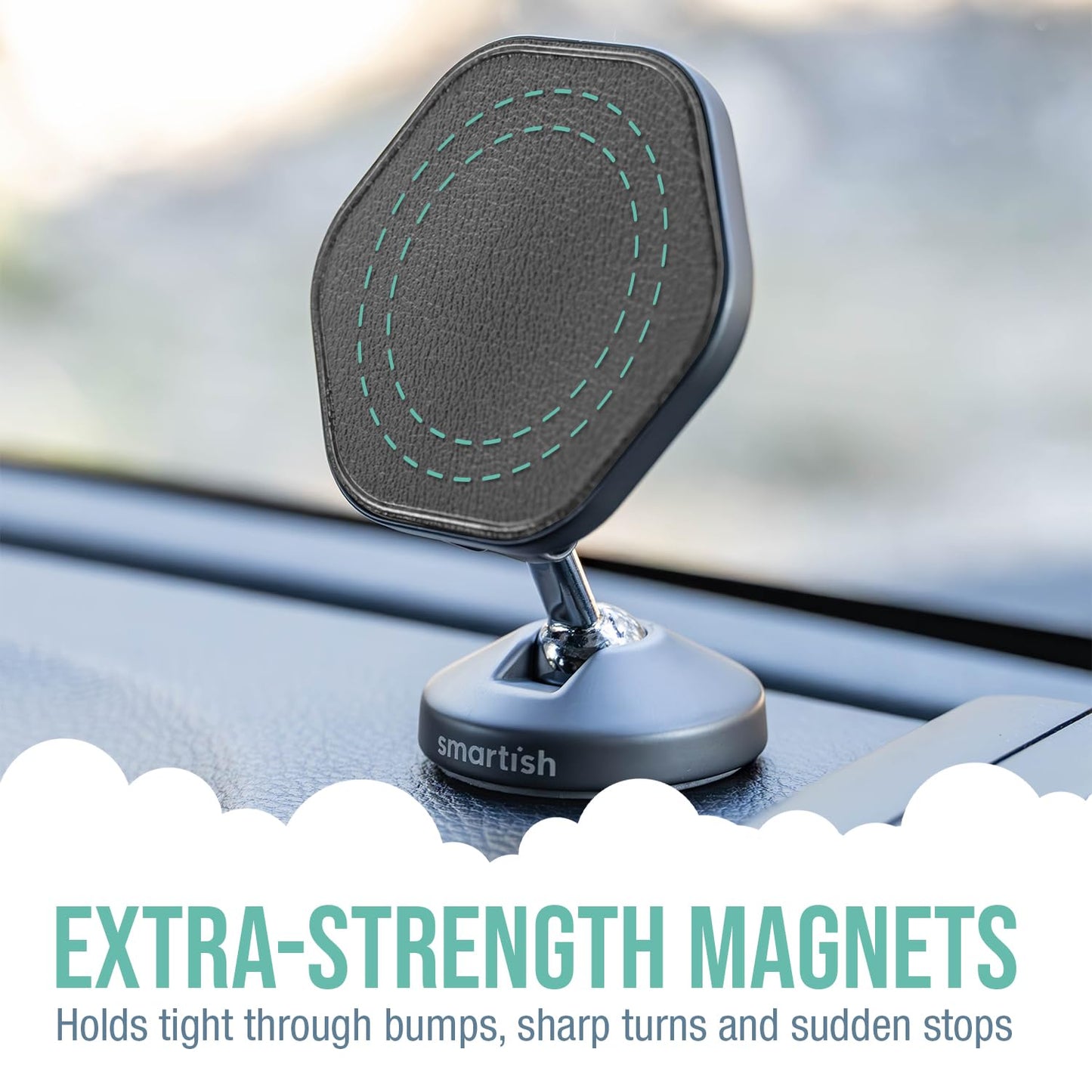 Smartish® MagSafe Mountaineer Car Mount - Compatible w/Apple iPhone 17/16/15/14/13 - Magnetic Stick on Adhesive Phone Holder - Extra Strength Magnet