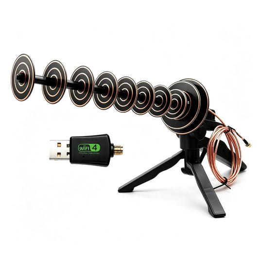 Plug-and-Play 300Mbps USB Wireless Network Adapter with 14dBi Yagi 2.4GHz WiFi Directional Antenna for Laptops and Desktops with Long-Range Signal