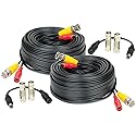 Amcrest 2-Pack 60 Feet Pre-Made All-in-One Siamese BNC Video and Power CCTV Security Camera Cable with Two Female Connectors for 960H & HD-CVI Camera