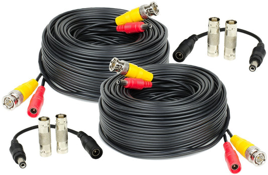 Amcrest 2-Pack 60 Feet Pre-Made All-in-One Siamese BNC Video and Power CCTV Security Camera Cable with Two Female Connectors for 960H & HD-CVI Camera