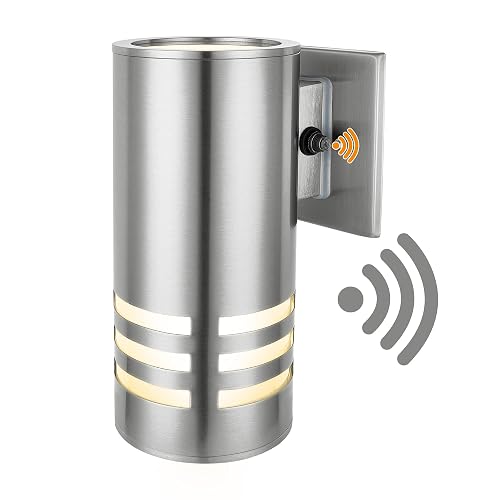 Outdoor Wall Lights, Exterior Dusk to Dawn Sensor Wall Lanterns, Stainless Steel Front Door Lights with E26 Base Socket, Anti-Rust Waterproof Up Down