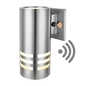 Outdoor Wall Lights, Exterior Dusk to Dawn Sensor Wall Lanterns, Stainless Steel Front Door Lights with E26 Base Socket, Anti-Rust Waterproof Up Down