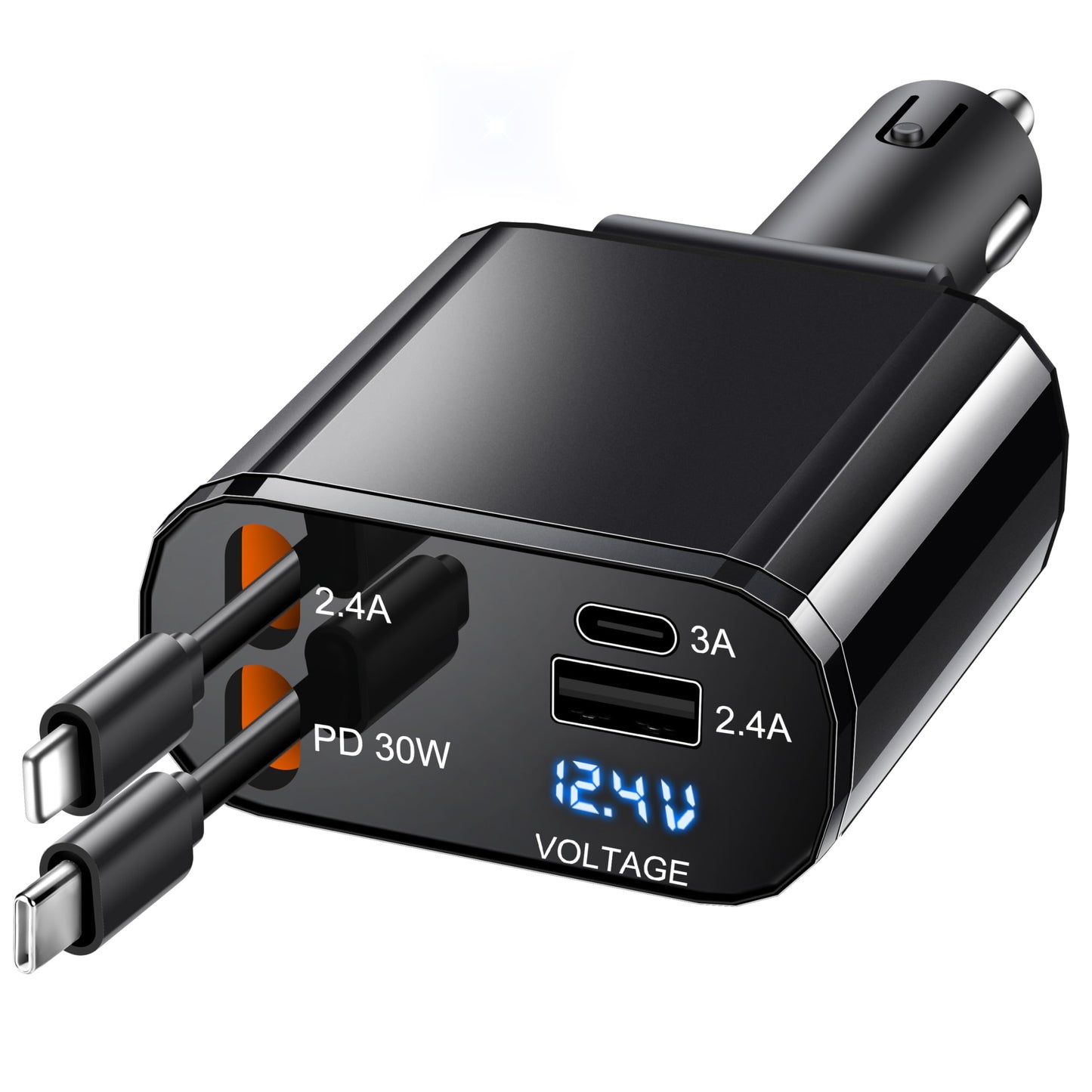 TICCI Retractable Car Charger 66W USB C Retractable with Cables, Car Phone Charger for iPhone 16/15/14 Android, Galaxy, Pixel, Car Accessories Fast