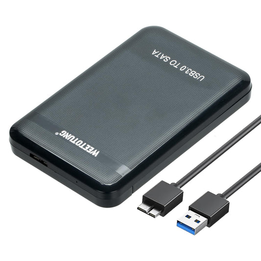 2.5'' SSD HDD External Hard Drive Enclosure - WEETOTUNG USB3.0 5Gbps Tool-Free Case with UASP Supported for sata - Compatible 7mm/9.5mm Drive