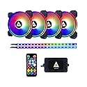 Apevia ET42-RGB Electro 120mm Silent RGB Color Changing LED Fan with Remote Control, 28x LEDs & 8X Anti-Vibration Rubber Pads w/ 2 Magnetic LED Strips
