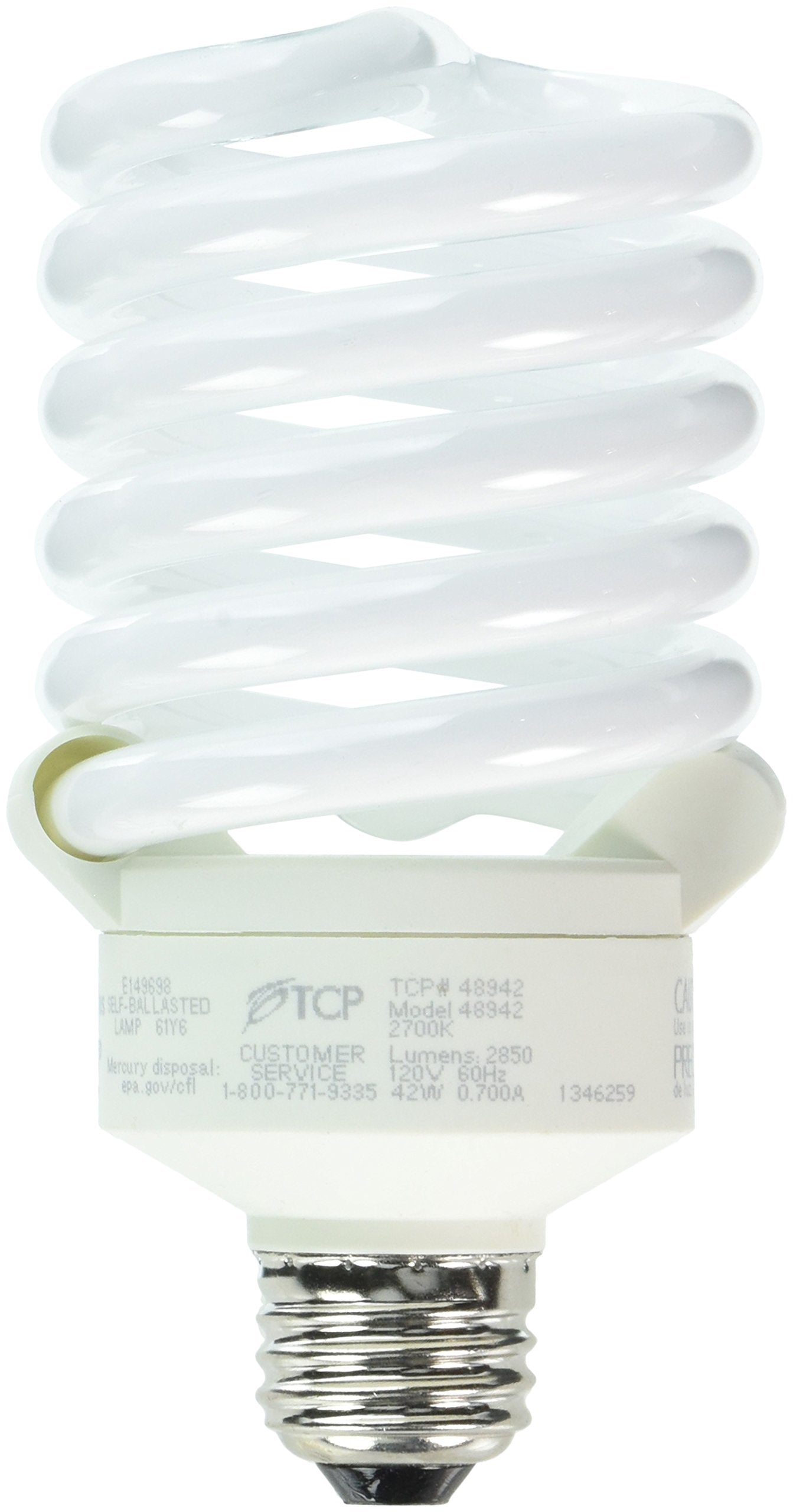 TCP 150 Watt Equivalent Single-Pack CFL Full Springlamp Light Bulb, Non-Dimmable, Soft White 48942