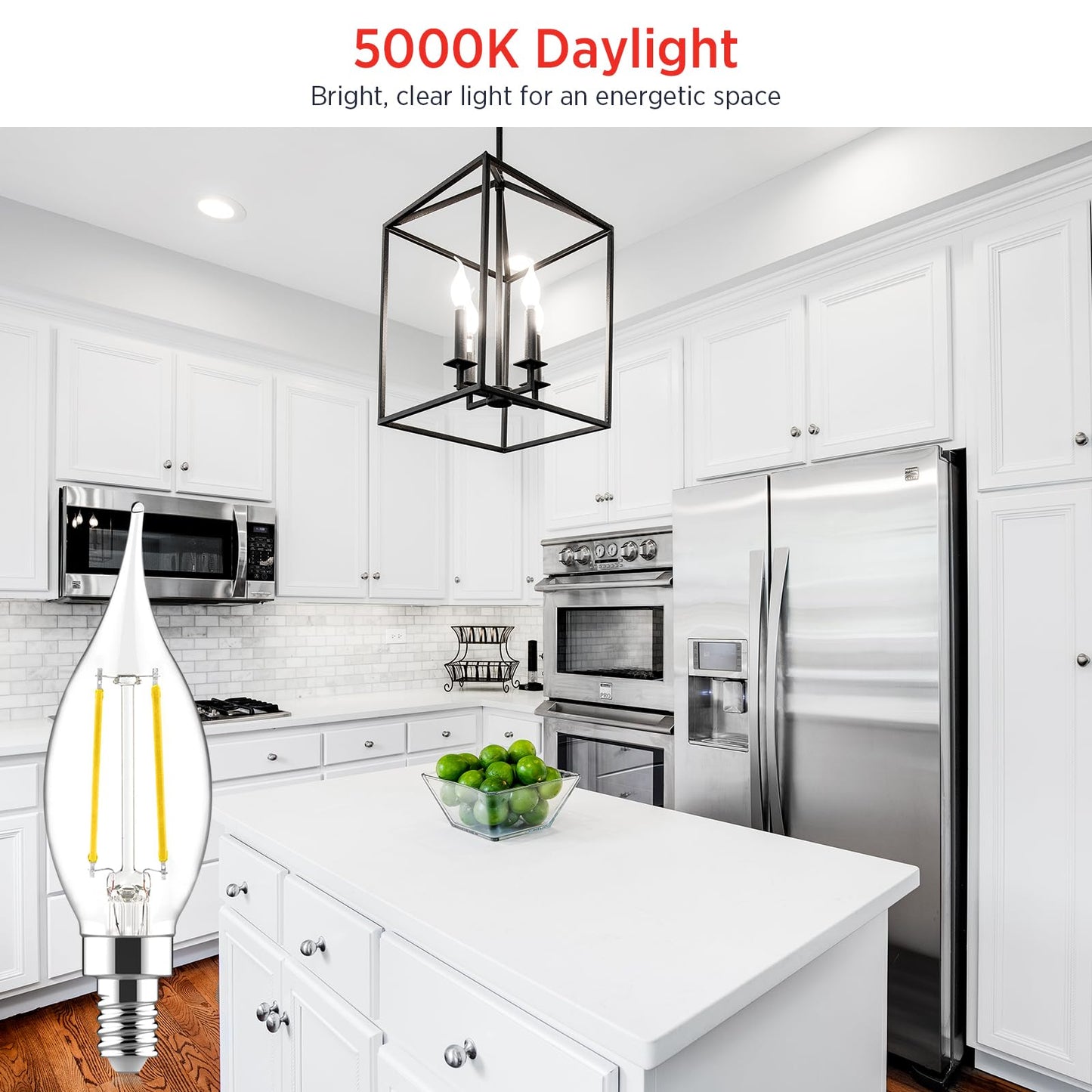 Sengled E12 Candelabra LED Bulbs Dimmable, 40W Equivalent CA10 Chandelier Light Bulbs, 5000K Daylight White Candle Bulbs for Chandeliers, Ceiling Fan