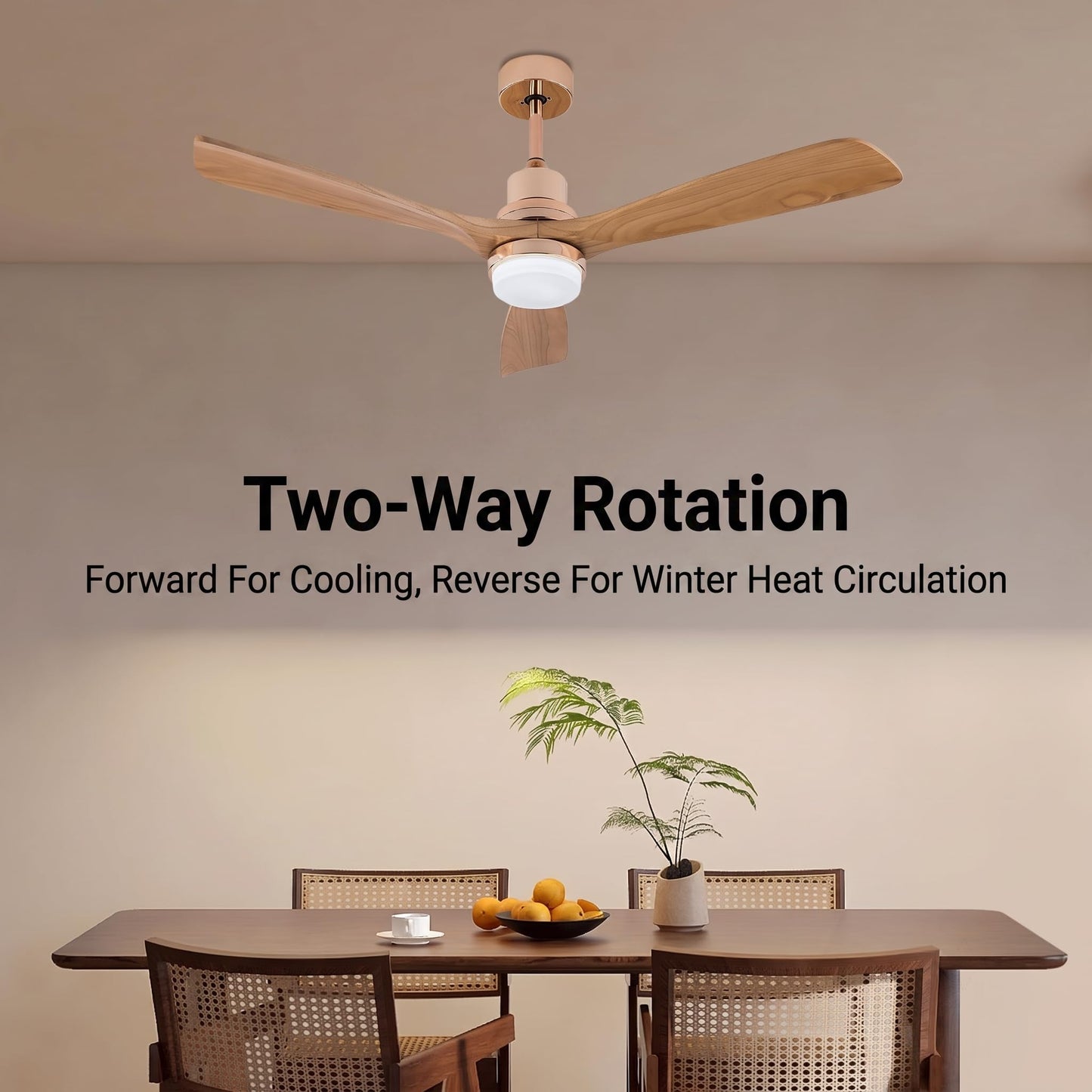Ceiling Fan with Light, 47 Inch 3-Blade Wood Grain Ceiling Fan with Remote