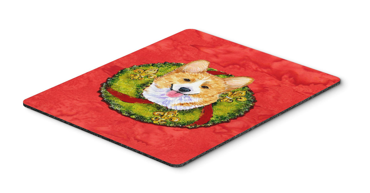 Caroline's Treasures SS4176MP Corgi Cristmas Wreath Mouse Pad, Hot Pad or Trivet for Home Office Gaming Working Computers Laptop Mouse Mat,Washable