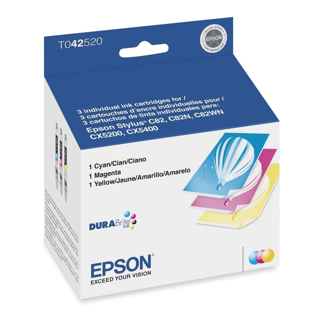Epson DURABrite Inkjet Cartridge Color Multipack (1 Cyan, 1 Magenta, 1 Yellow) (T042520)
