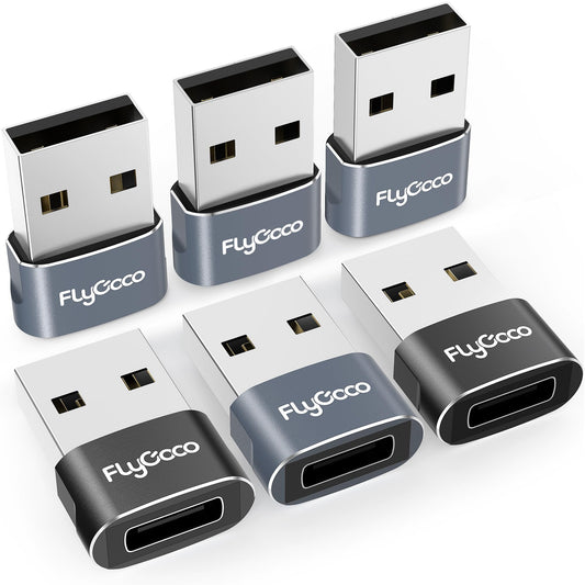 FlyCoco 6 Pack USB to USB C Adapter, USB C Female to A Male Adapter Plug Converter USB C for Apple Watch Ultra 9 10, iPhone 16 15 14 13 Plus Pro Max…
