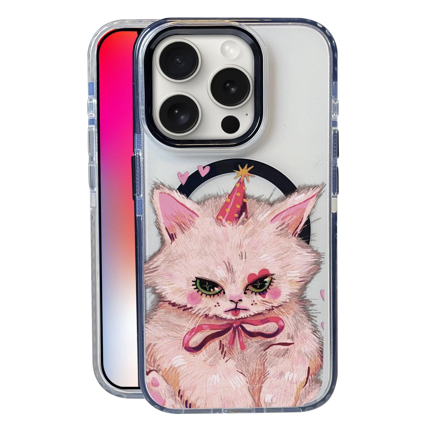 Nimeey Pink Kitten Cat for iPhone 13 Pro Case,MagSafe Compatible,Matte Soft Slim Shockproof Cover,Anti-Fingerprint,Anti-Yellowing,Anti-Scratch