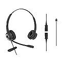 RJ9 Office Headset HD Voice for MITEL Nortel Meridian Polycom NEC ShoreTel Xblue Phones, Plus 3.5mm Adapter (Binaural)