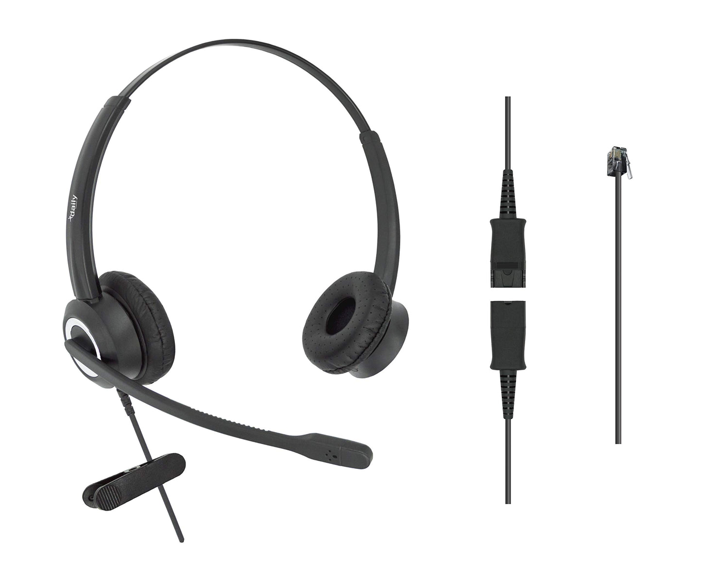 RJ9 Office Headset HD Voice for MITEL Nortel Meridian Polycom NEC ShoreTel Xblue Phones, Plus 3.5mm Adapter (Binaural)