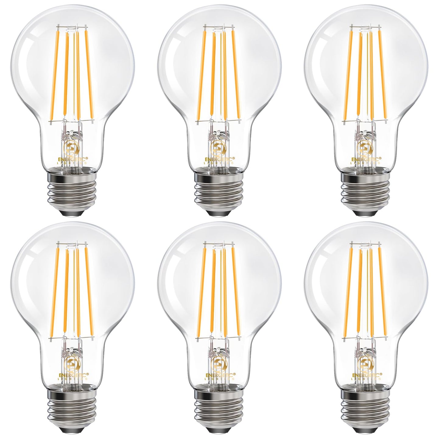 Energetic A19 LED Light Bulb 75W Equivalent, Efficient 9W, Dimmable, 2700K Soft White, 1100 Lumens, Classic Edison A19 LED Filament Light Bulbs