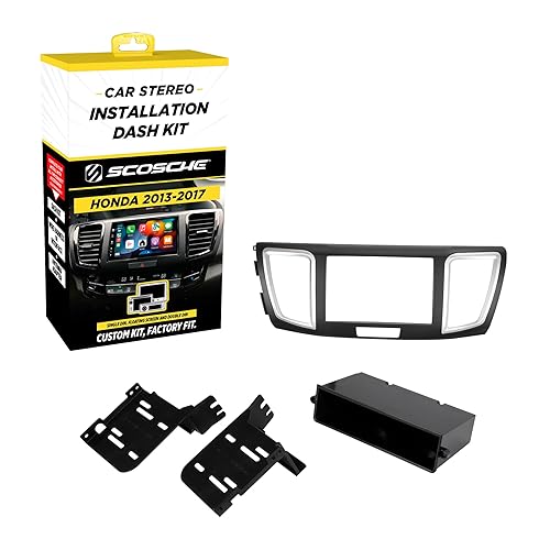 Scosche HA1717B Compatible with 2013-17 Honda Accord ISO Double DIN & DIN+Pocket Dash Kit Black
