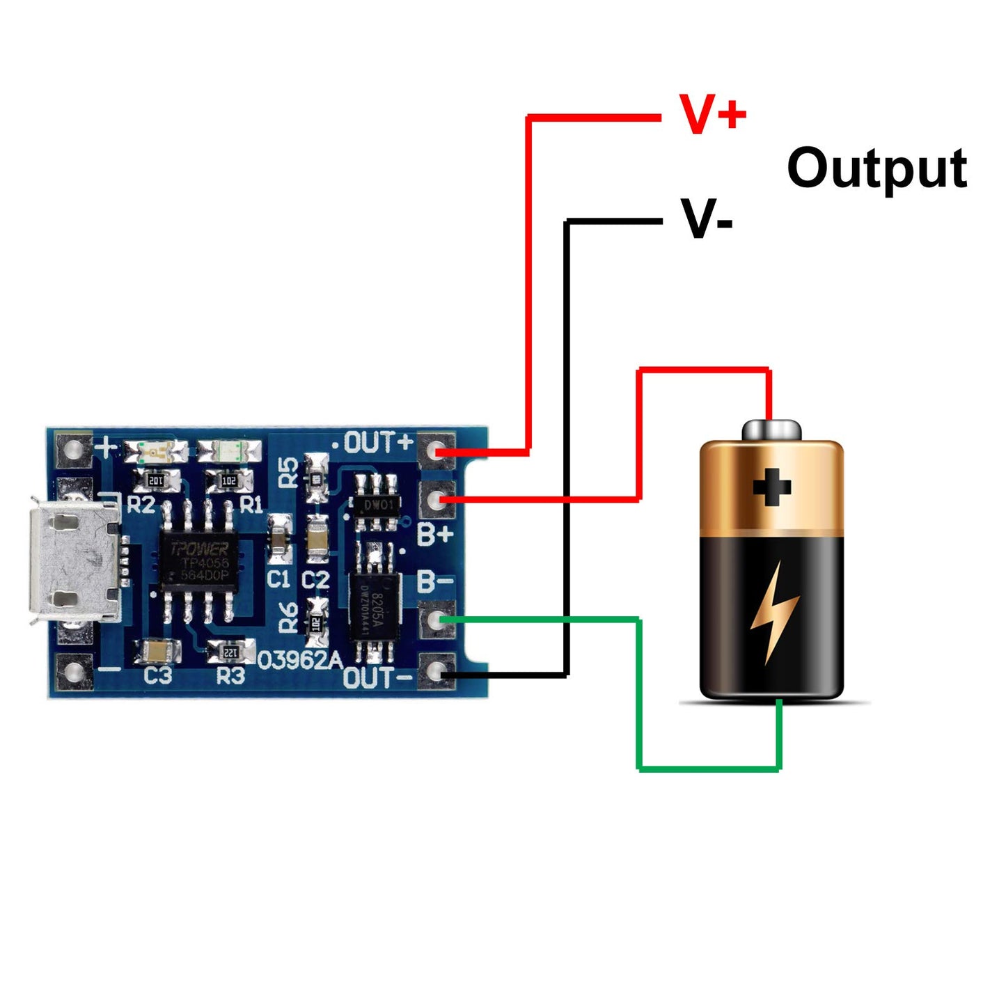 Enhanced Dual Function Micro-USB Powered 5V 1A 1S LiPo Battery Charger TP4056 Module with Internal DW01A Battery Protection IC (5 Pack)