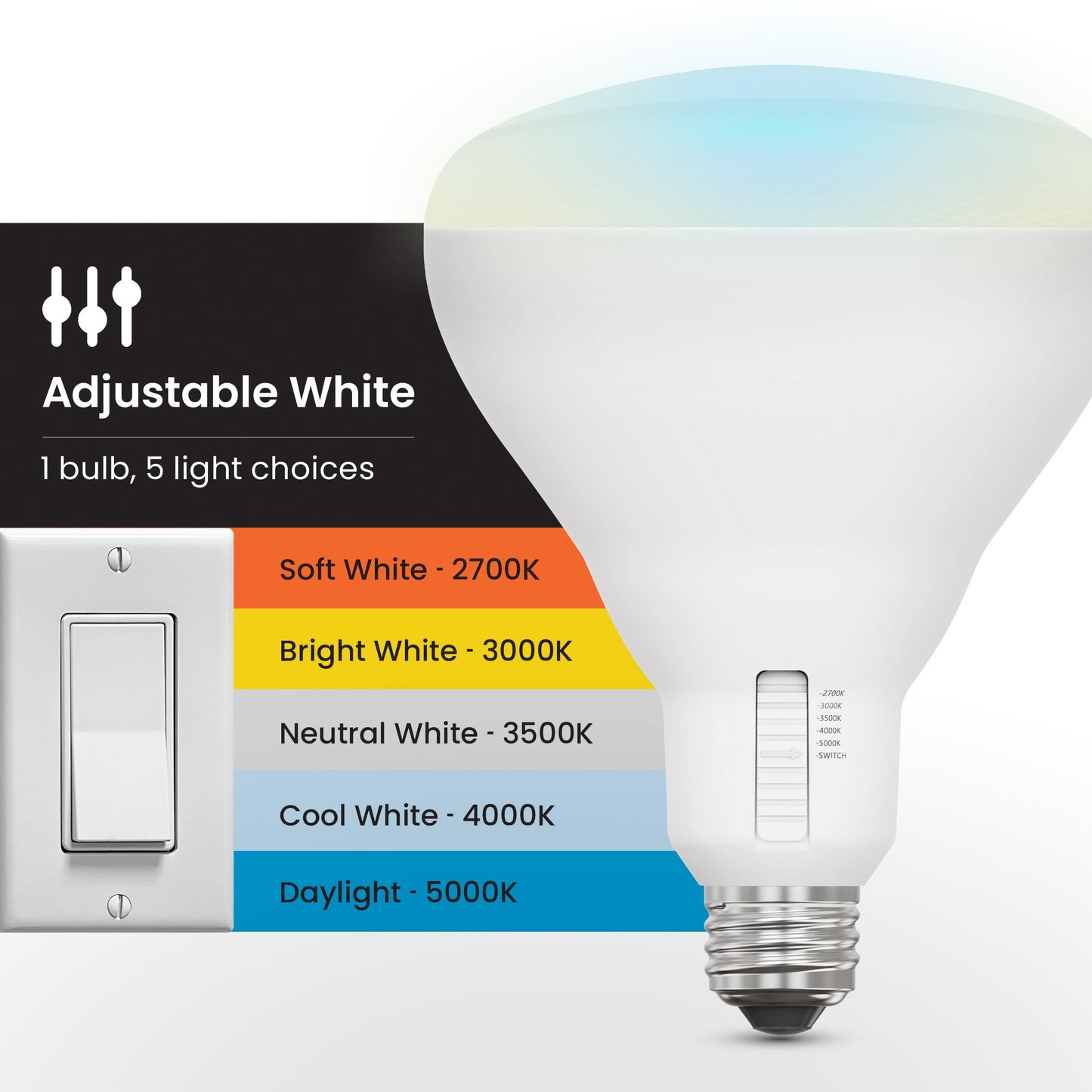 Feit Electric BR30 LED Light Bulb, 85W Eq, 5CCT 6Way, 2 Pack