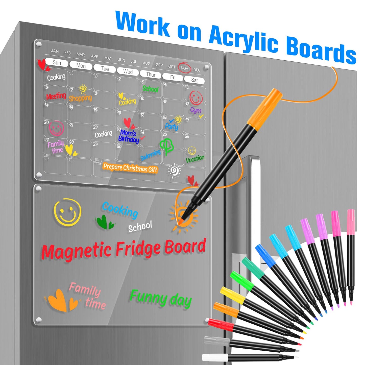 Liquid Chalk Markers for LED Drawing Note Board Acrylic Calendar Planning Board Clear Glass Dry Erase Whiteboard Window Mirror Christmas Holidays
