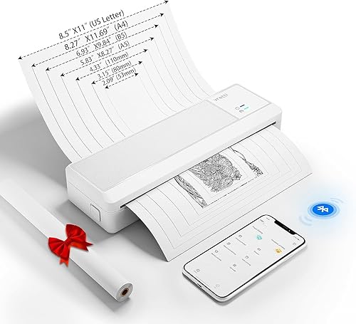vretti P83 Portable Printers Wireless for Travel, A4 Portable Thermal Printer, Mobile Inkless Printer Compatible with Phone & Laptop, Supports 8.5 x